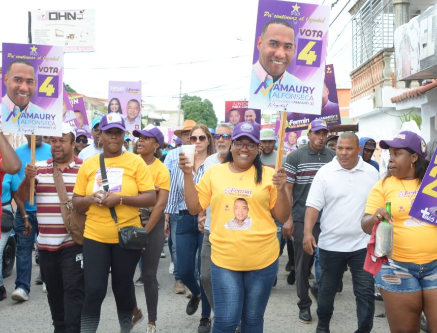 Seguidores del candidato a regidor Amauris Alfonseca dan apoyo masivo al “MANO A MANO” que hiciera el candidato a alcalde por el PLD, Fermín Brito Rincón