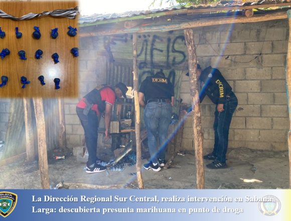 La Dirección Regional Sur Central realiza intervención en Sabana Larga: descubierta presunta marihuana en punto de droga