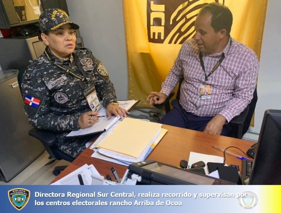 Directora Regional Sur Central, P.N., realiza recorrido y supervisan por los centros electorales rancho Arriba de Ocoa